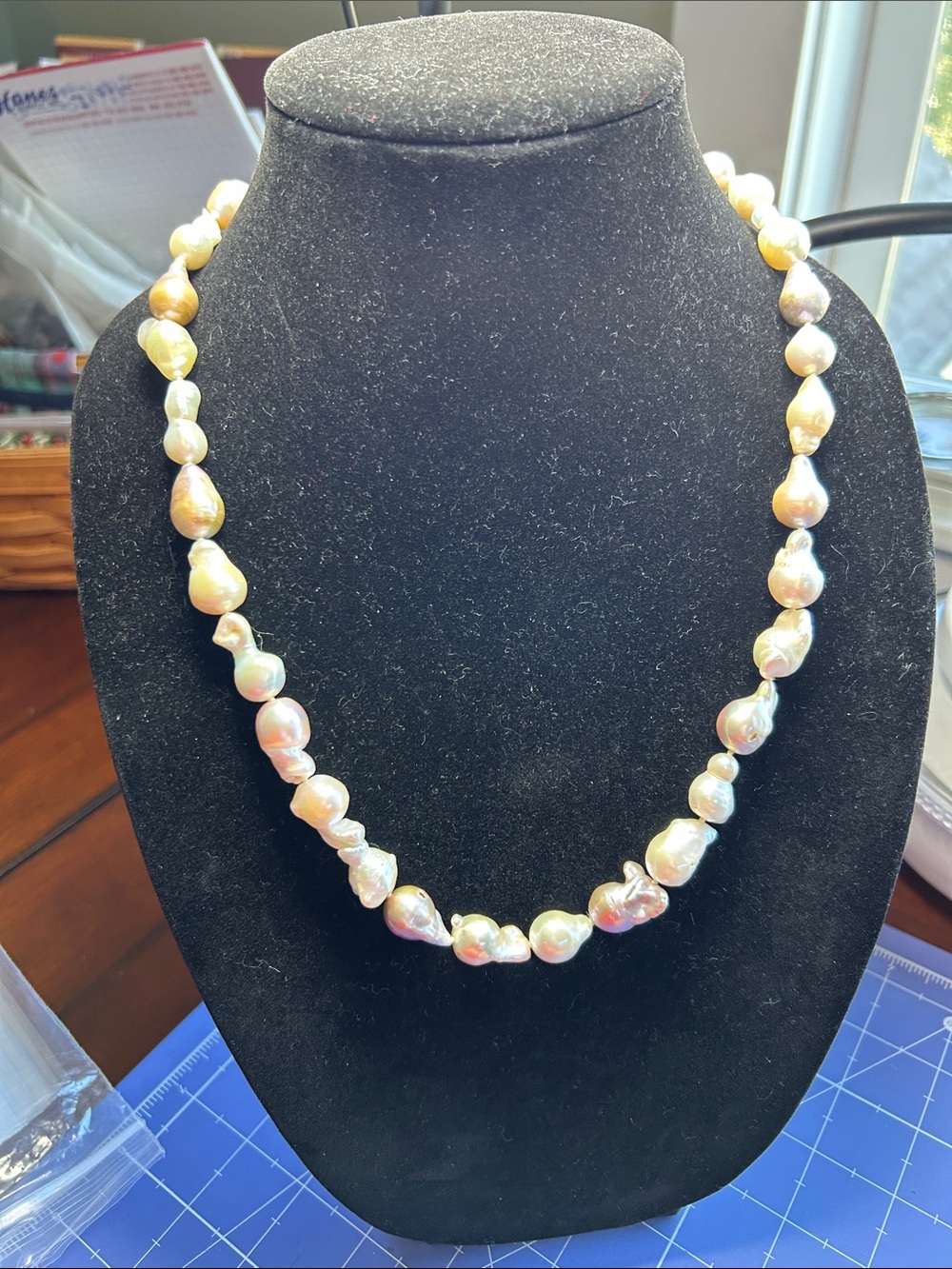 Lucas Lemeth 925 silver lobster clasp pearl ivory necklace irregular round shape